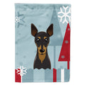 Winter Holiday Min Pin House Flag 28x40 Porch Sleeve Pole Decorative Outside Yard Banner Artwork Wall Hanging, Polyester