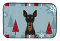 Winter Holiday Min Pin Dish Drying Mat Absorbent Dish Drying Mat Pad for Kitchen Counter Dish Drainer Mat for Countertop, 14 x 21", Multicolor