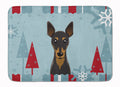Winter Holiday Min Pin Memory Foam Kitchen Mat Machine Washable Anti-Fatigue Cushion Comfort Bath or Kitchen Rug