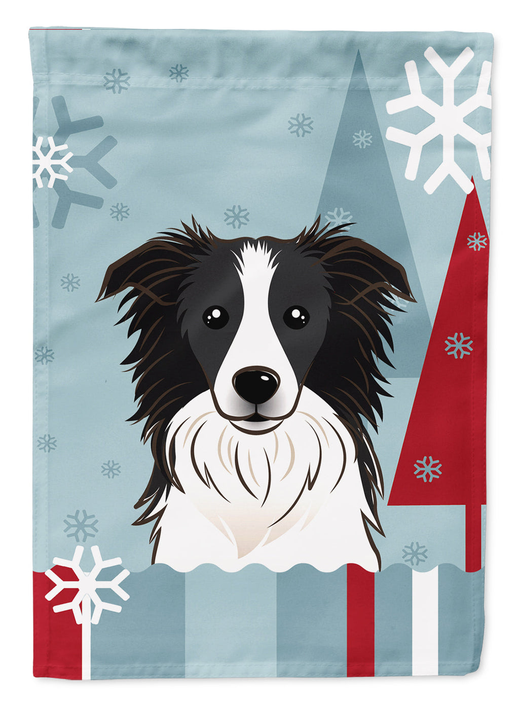 Winter Holiday Border Collie House Flag 28x40 Porch Sleeve Pole Decorative Outside Yard Banner Artwork Wall Hanging, Polyester