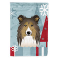 Winter Holiday Sheltie House Flag 28x40 Porch Sleeve Pole Decorative Outside Yard Banner Artwork Wall Hanging, Polyester