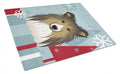 Winter Holiday Sheltie Cutting Board Tempered Glass Kitchen Cutting Surface, Heat Resistant Chopping, Non-Slip Feet, Food Prep & Serving