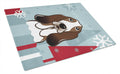 Winter Holiday Basset Hound Cutting Board Tempered Glass Kitchen Cutting Surface, Heat Resistant Chopping, Non-Slip Feet, Food Prep & Serving