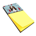 Winter Holiday Basset Hound Watercolor Sticky Note Holder Refillable Dispenser Desk Accessory 3x3 Pad Gift