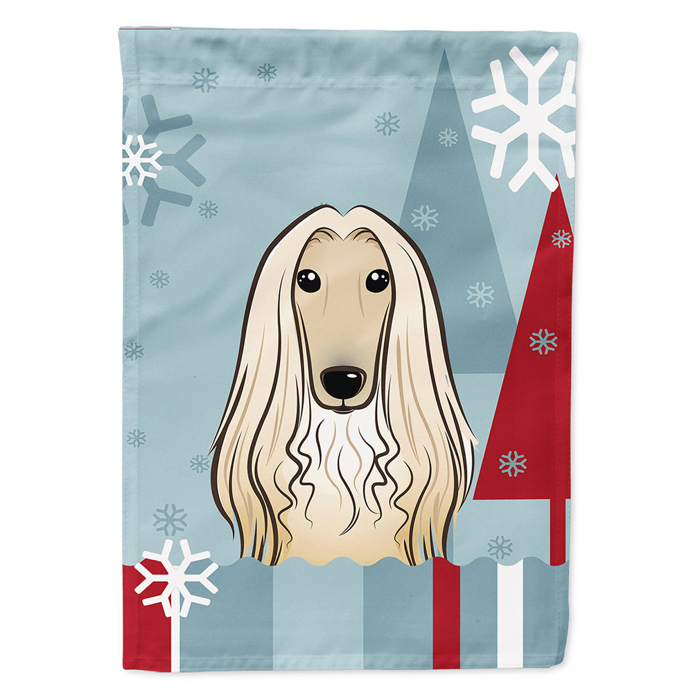 Winter Holiday Afghan Hound House Flag 28x40 Porch Sleeve Pole Decorative Outside Yard Banner Artwork Wall Hanging, Polyester