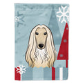 Winter Holiday Afghan Hound House Flag 28x40 Porch Sleeve Pole Decorative Outside Yard Banner Artwork Wall Hanging, Polyester