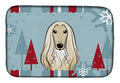 Winter Holiday Afghan Hound Dish Drying Mat Absorbent Dish Drying Mat Pad for Kitchen Counter Dish Drainer Mat for Countertop, 14 x 21", Multicolor