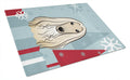 Winter Holiday Afghan Hound Cutting Board Tempered Glass Kitchen Cutting Surface, Heat Resistant Chopping, Non-Slip Feet, Food Prep & Serving