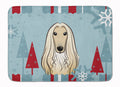 Winter Holiday Afghan Hound Memory Foam Kitchen Mat Machine Washable Anti-Fatigue Cushion Comfort Bath or Kitchen Rug