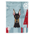 Winter Holiday Doberman House Flag 28x40 Porch Sleeve Pole Decorative Outside Yard Banner Artwork Wall Hanging, Polyester