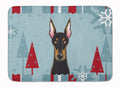 Winter Holiday Doberman Memory Foam Kitchen Mat Machine Washable Anti-Fatigue Cushion Comfort Bath or Kitchen Rug