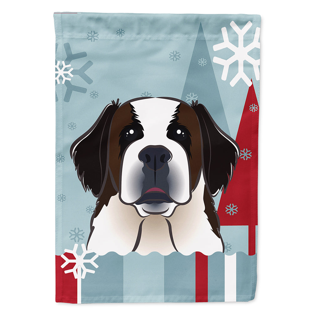 Winter Holiday Saint Bernard House Flag 28x40 Porch Sleeve Pole Decorative Outside Yard Banner Artwork Wall Hanging, Polyester