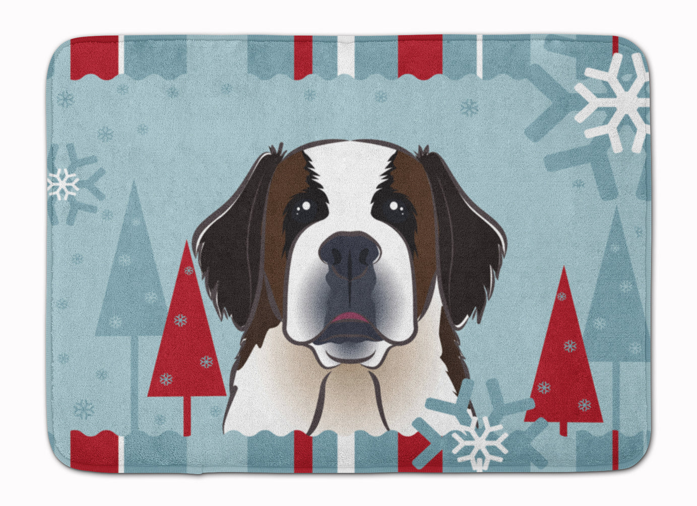 Winter Holiday Saint Bernard Memory Foam Kitchen Mat Machine Washable Anti-Fatigue Cushion Comfort Bath or Kitchen Rug