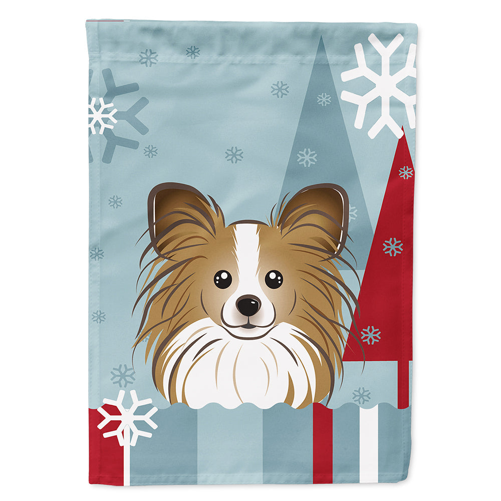 Winter Holiday Papillon House Flag 28x40 Porch Sleeve Pole Decorative Outside Yard Banner Artwork Wall Hanging, Polyester