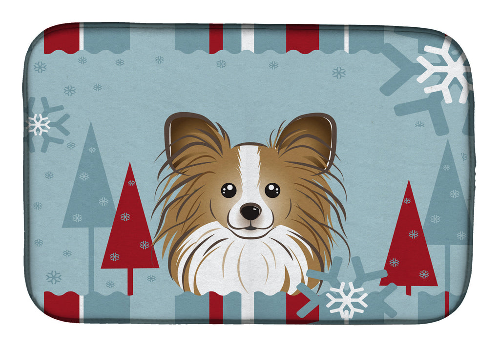 Winter Holiday Papillon Dish Drying Mat Absorbent Dish Drying Mat Pad for Kitchen Counter Dish Drainer Mat for Countertop, 14 x 21", Multicolor