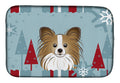 Winter Holiday Papillon Dish Drying Mat Absorbent Dish Drying Mat Pad for Kitchen Counter Dish Drainer Mat for Countertop, 14 x 21", Multicolor