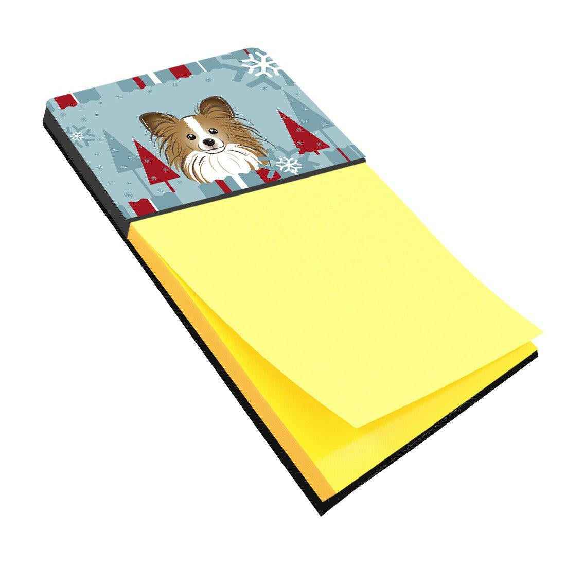 Winter Holiday Papillon Watercolor Sticky Note Holder Refillable Dispenser Desk Accessory 3x3 Pad Gift