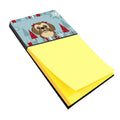 Winter Holiday Chocolate Brown Shih Tzu Watercolor Sticky Note Holder Refillable Dispenser Desk Accessory 3x3 Pad Gift
