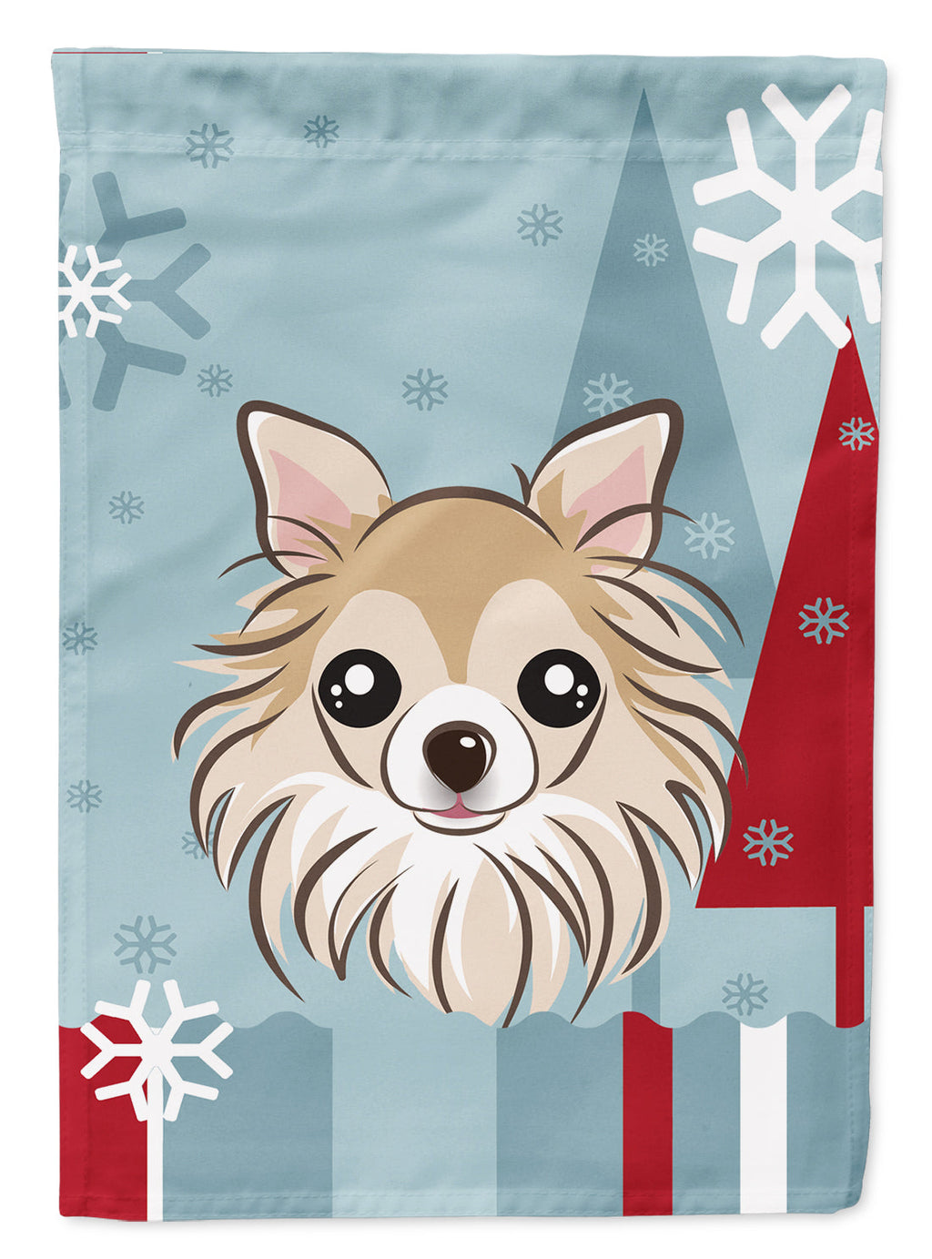 Winter Holiday Chihuahua House Flag 28x40 Porch Sleeve Pole Decorative Outside Yard Banner Artwork Wall Hanging, Polyester