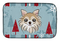 Winter Holiday Chihuahua Dish Drying Mat Absorbent Dish Drying Mat Pad for Kitchen Counter Dish Drainer Mat for Countertop, 14 x 21", Multicolor