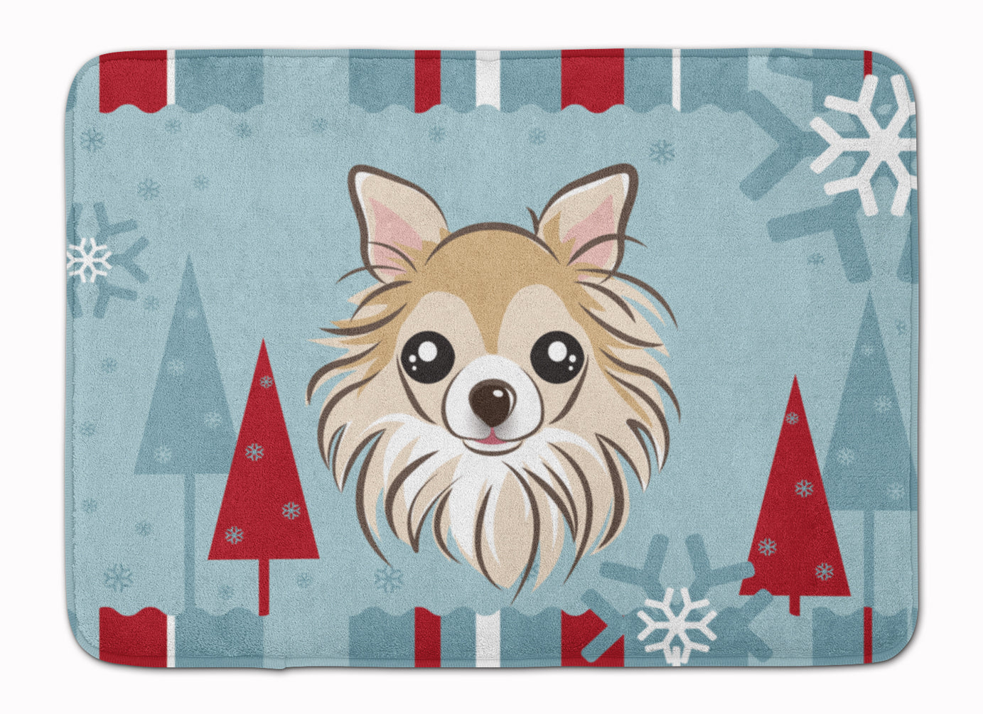 Winter Holiday Chihuahua Memory Foam Kitchen Mat Machine Washable Anti-Fatigue Cushion Comfort Bath or Kitchen Rug