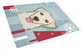 Winter Holiday Golden Retriever Cutting Board Tempered Glass Kitchen Cutting Surface, Heat Resistant Chopping, Non-Slip Feet, Food Prep & Serving