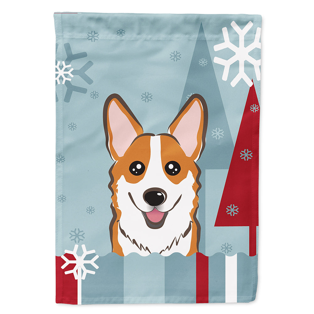 Winter Holiday Red Corgi House Flag 28x40 Porch Sleeve Pole Decorative Outside Yard Banner Artwork Wall Hanging, Polyester
