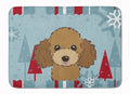 Winter Holiday Chocolate Brown Poodle Memory Foam Kitchen Mat Machine Washable Anti-Fatigue Cushion Comfort Bath or Kitchen Rug