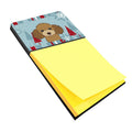 Winter Holiday Chocolate Brown Poodle Watercolor Sticky Note Holder Refillable Dispenser Desk Accessory 3x3 Pad Gift