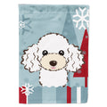 Winter Holiday White Poodle House Flag 28x40 Porch Sleeve Pole Decorative Outside Yard Banner Artwork Wall Hanging, Polyester