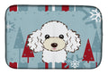 Winter Holiday White Poodle Dish Drying Mat Absorbent Dish Drying Mat Pad for Kitchen Counter Dish Drainer Mat for Countertop, 14 x 21", Multicolor