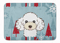 Winter Holiday White Poodle Memory Foam Kitchen Mat Machine Washable Anti-Fatigue Cushion Comfort Bath or Kitchen Rug