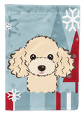 Winter Holiday Buff Poodle House Flag 28x40 Porch Sleeve Pole Decorative Outside Yard Banner Artwork Wall Hanging, Polyester