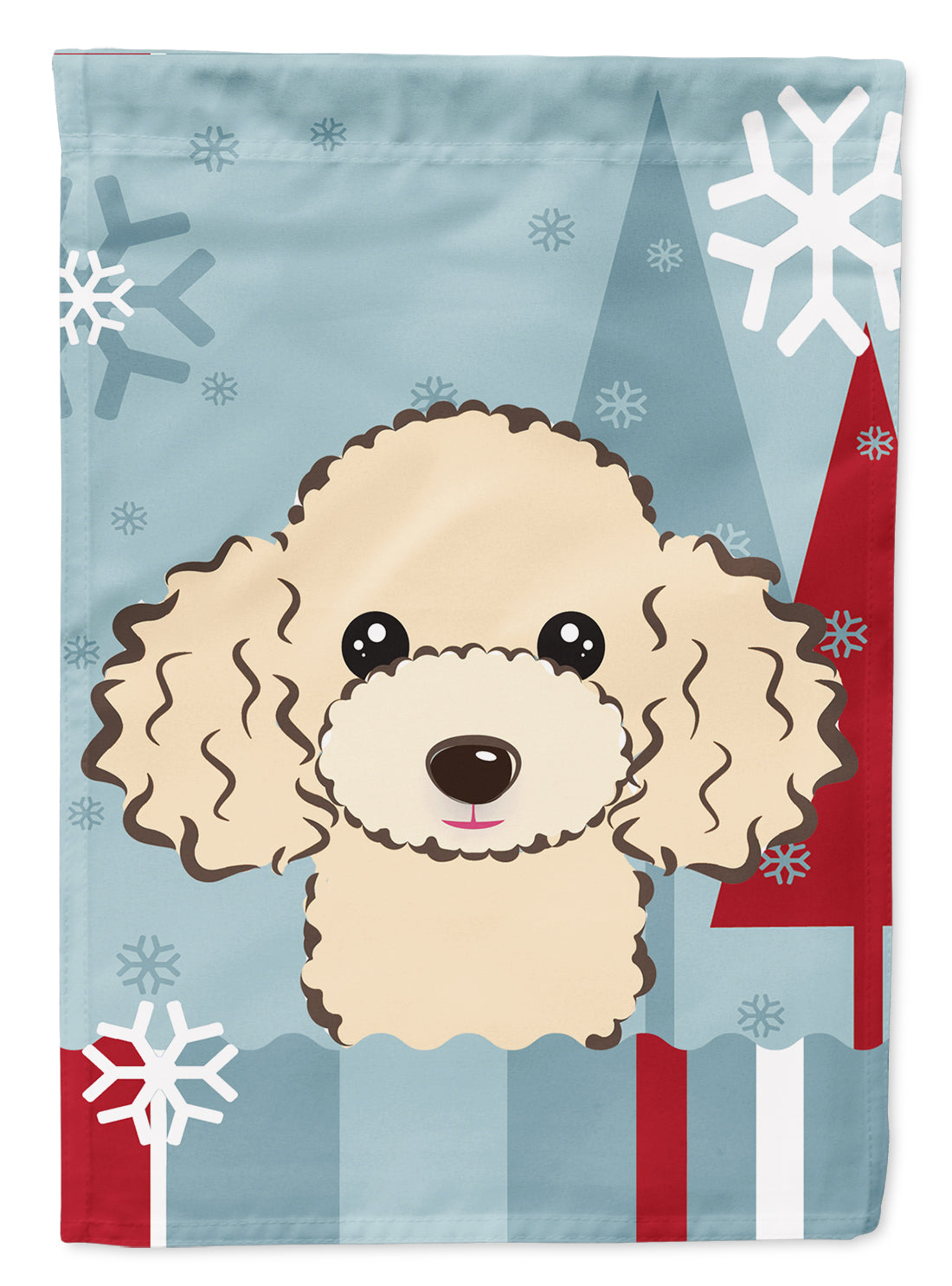 Winter Holiday Buff Poodle House Flag 28x40 Porch Sleeve Pole Decorative Outside Yard Banner Artwork Wall Hanging, Polyester