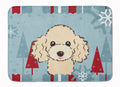 Winter Holiday Buff Poodle Memory Foam Kitchen Mat Machine Washable Anti-Fatigue Cushion Comfort Bath or Kitchen Rug