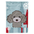 Winter Holiday Silver Gray Poodle House Flag 28x40 Porch Sleeve Pole Decorative Outside Yard Banner Artwork Wall Hanging, Polyester