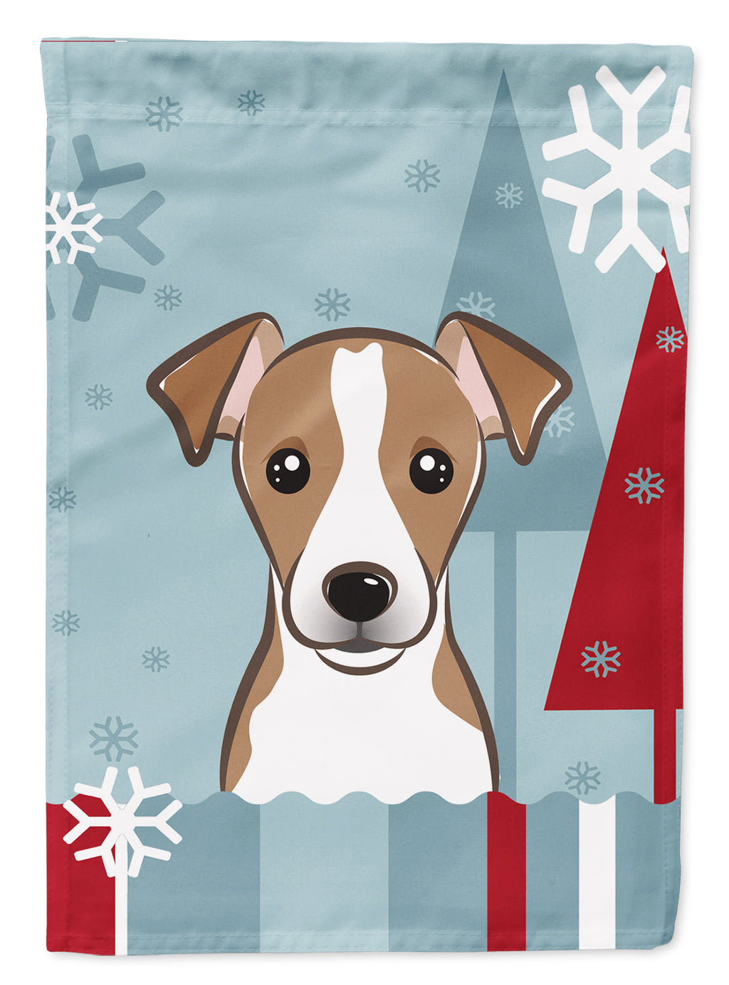 Winter Holiday Jack Russell Terrier House Flag 28x40 Porch Sleeve Pole Decorative Outside Yard Banner Artwork Wall Hanging, Polyester