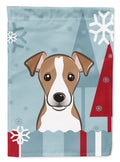 Winter Holiday Jack Russell Terrier House Flag 28x40 Porch Sleeve Pole Decorative Outside Yard Banner Artwork Wall Hanging, Polyester