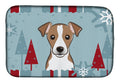 Winter Holiday Jack Russell Terrier Dish Drying Mat Absorbent Dish Drying Mat Pad for Kitchen Counter Dish Drainer Mat for Countertop, 14 x 21", Multicolor