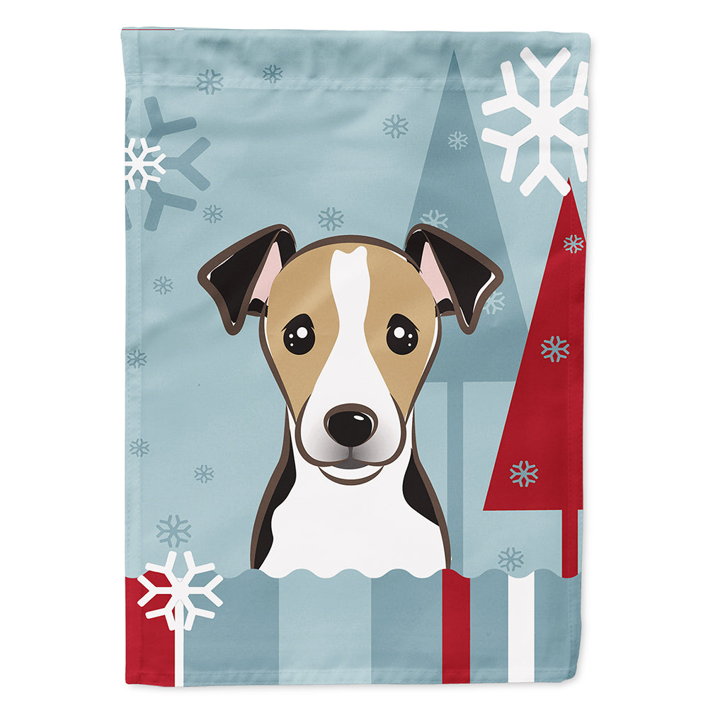 Winter Holiday Jack Russell Terrier House Flag 28x40 Porch Sleeve Pole Decorative Outside Yard Banner Artwork Wall Hanging, Polyester