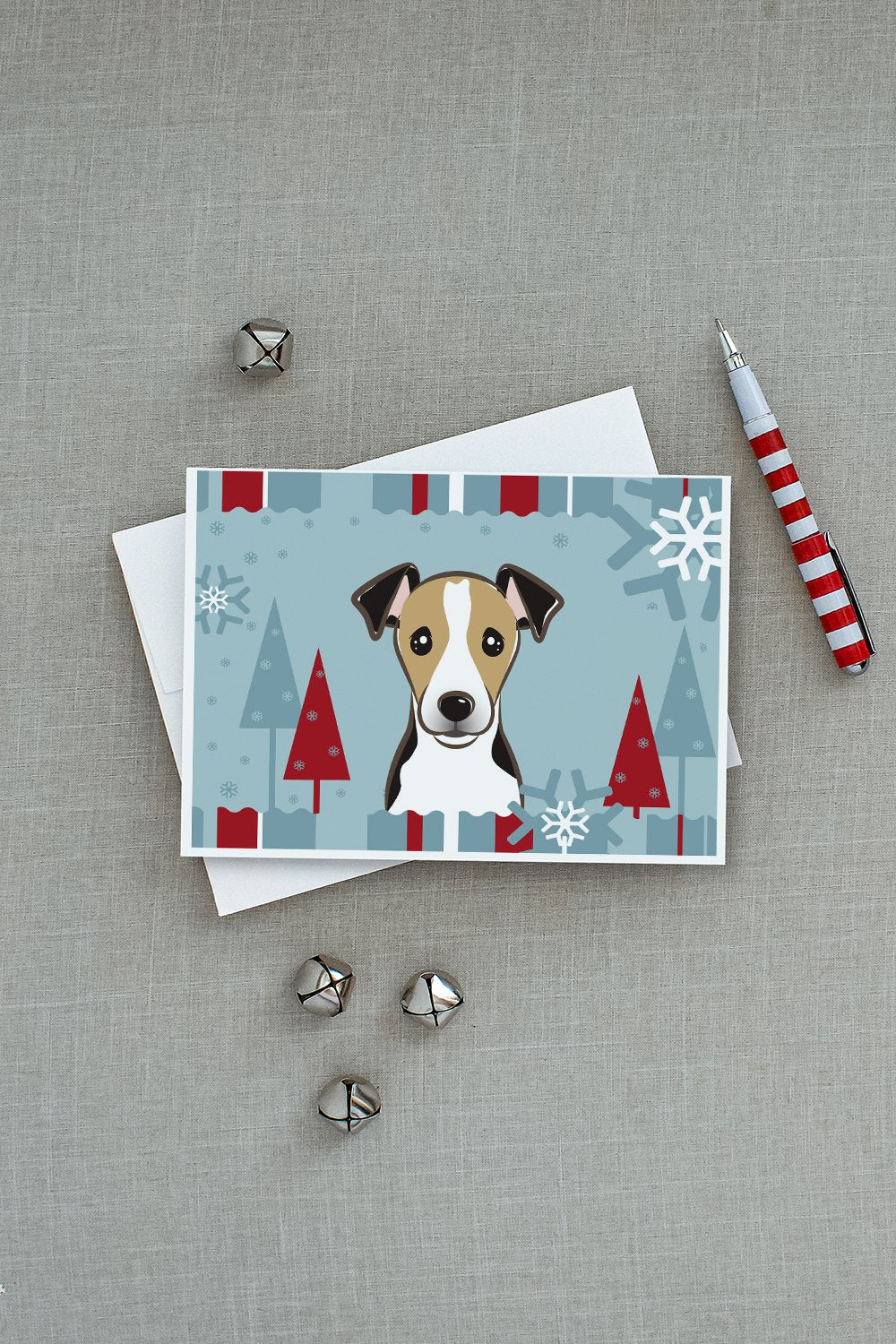 Winter Holiday Jack Russell Terrier Greeting Cards Pack of 8 Blank Cards with Envelopes Whimsical A7 Size 5x7