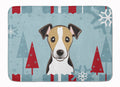 Winter Holiday Jack Russell Terrier Memory Foam Kitchen Mat Machine Washable Anti-Fatigue Cushion Comfort Bath or Kitchen Rug