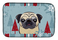 Winter Holiday Fawn Pug Dish Drying Mat Absorbent Dish Drying Mat Pad for Kitchen Counter Dish Drainer Mat for Countertop, 14 x 21", Multicolor