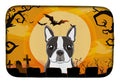 Halloween Boston Terrier Dish Drying Mat Absorbent Dish Drying Mat Pad for Kitchen Counter Dish Drainer Mat for Countertop, 14 x 21", Multicolor