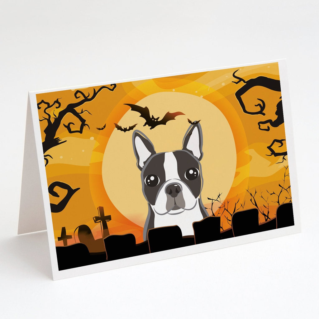 Halloween Boston Terrier Greeting Cards Pack of 8 Blank Cards with Envelopes Whimsical A7 Size 5x7