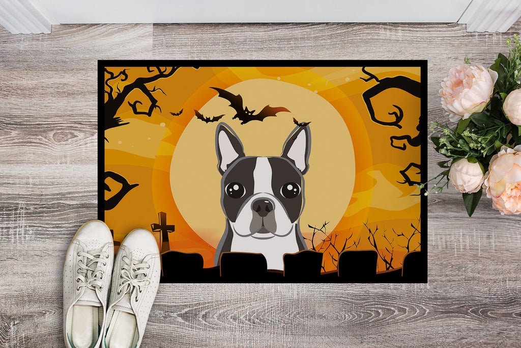 Halloween Boston Terrier Doormat Indoor Outdoor 24H X 36W Front Door Mat Rugs for Entryway, Non Slip Washable Low Pile,