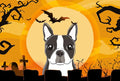Halloween Boston Terrier Fabric Placemat Washable Placemat Dinner Table Decor No Ironing Linen Look