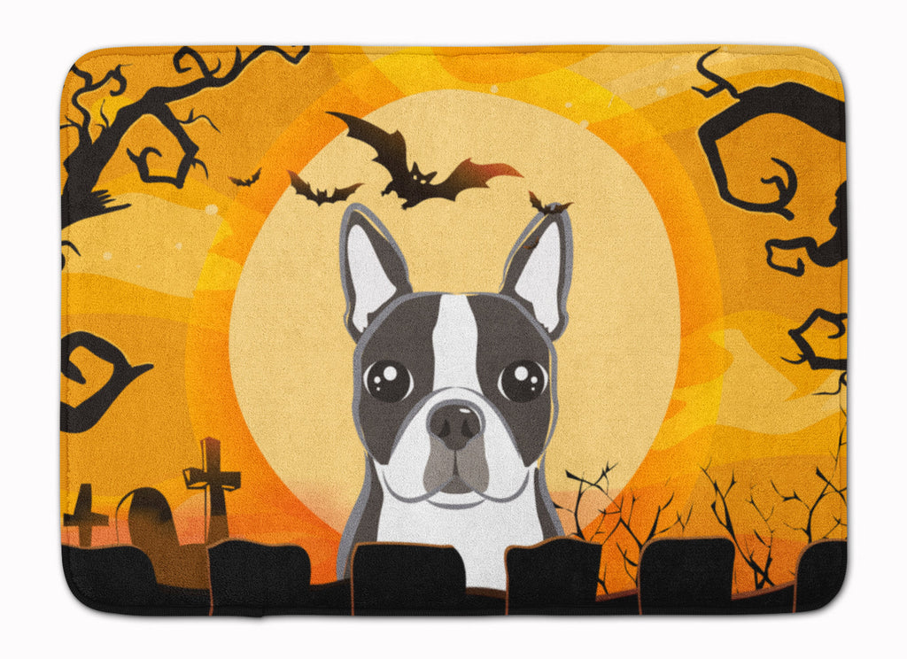 Halloween Boston Terrier Memory Foam Kitchen Mat Machine Washable Anti-Fatigue Cushion Comfort Bath or Kitchen Rug