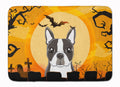 Halloween Boston Terrier Memory Foam Kitchen Mat Machine Washable Anti-Fatigue Cushion Comfort Bath or Kitchen Rug