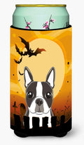 Halloween Boston Terrier Tall Boy Hugger Can Cooler Sleeve Machine Washable Drink Collapsible Insulator Beverage Insulated Holder